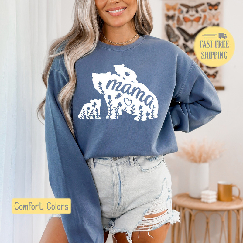 Mama Bear Sweatshirt, Mama and Cubs Shirt, Cute Mama Shirt, Floral Mama Tee Shirt, Love my Kids Graphic Tee, Comfort Colors, Trending Now.jpg
