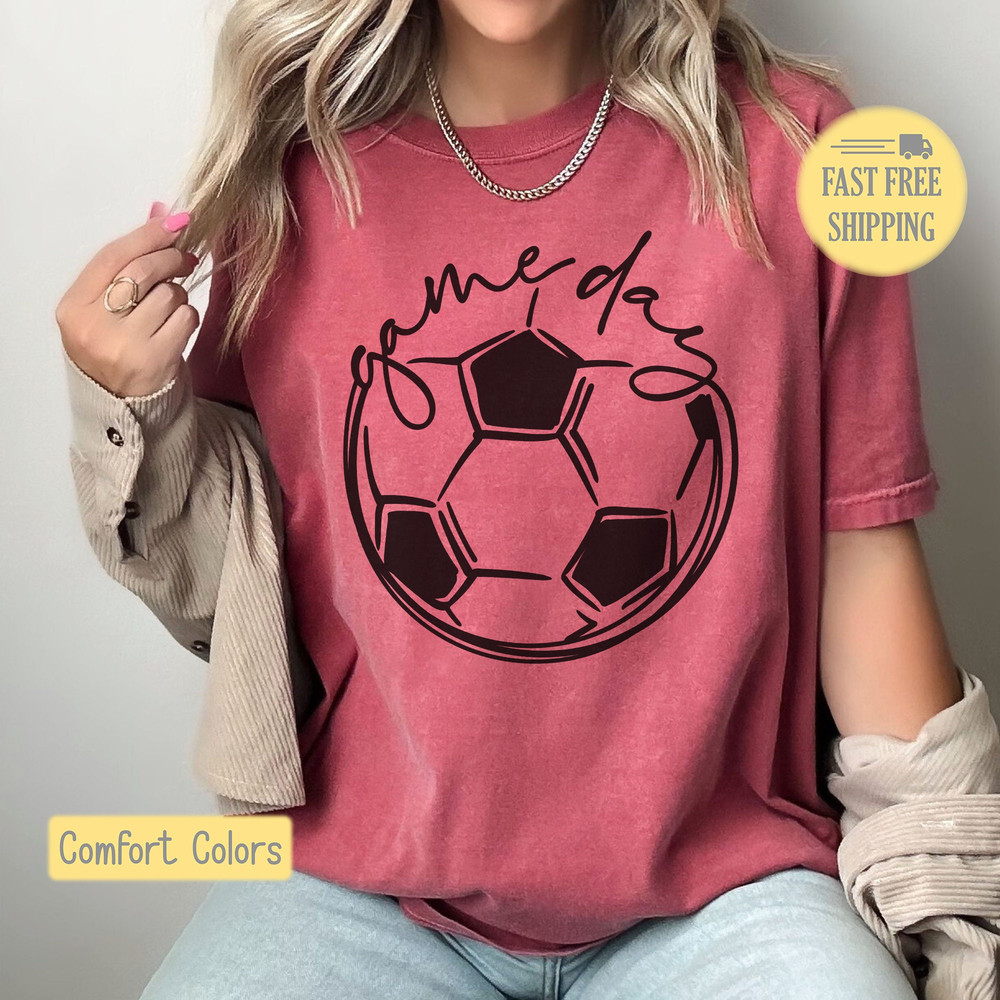 Soccer Graphic Tee, Soccer Game Day Shirt, Soccer Mom, Cute Soccer Shirt, Soccer Coach Gift, Player Gift, Comfort Colors, Unisex Shirt.jpg