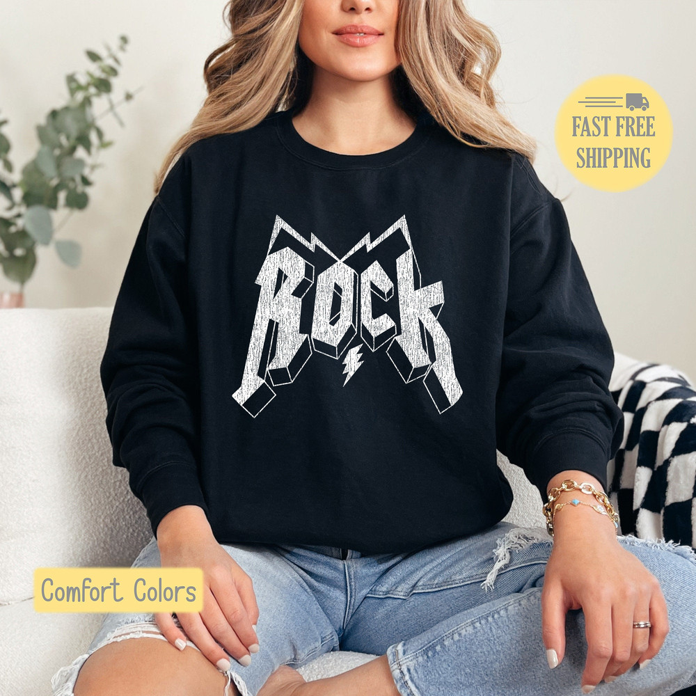 ROCK Sweatshirt, Rock n Roll Tee, Rock Music T-shirt, Rock n Roll Tee Shirt, Retro ROCK Tshirt, Comfort Colors, Trending Now.jpg