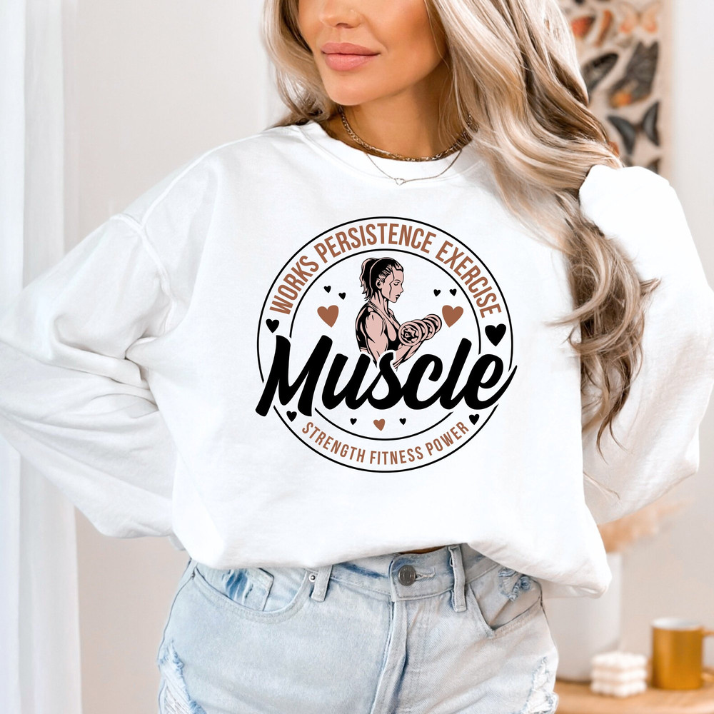 Power Woman With Muscles Shirt, Strong Woman Shirt, Women's Gym Shirt, Workout Shirt, Exercise T-Shirt, Women's Muscle Top, Training T-Shirt.jpg