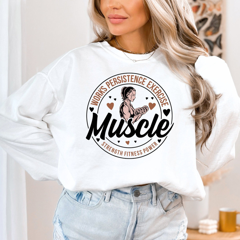 Power Woman With Muscles Shirt, Strong Woman Shirt, Women's Gym Shirt, Workout Shirt, Exercise T-Shirt, Women's Muscle Top, Training T-Shirt.jpg