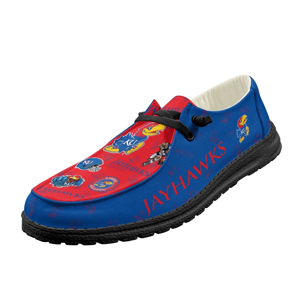 Kansas Jayhawks Loafer Shoes, Customize Your Name Kansas Jayhawks Loafer Shoes For Men Women, NCAA Loafer Shoes
