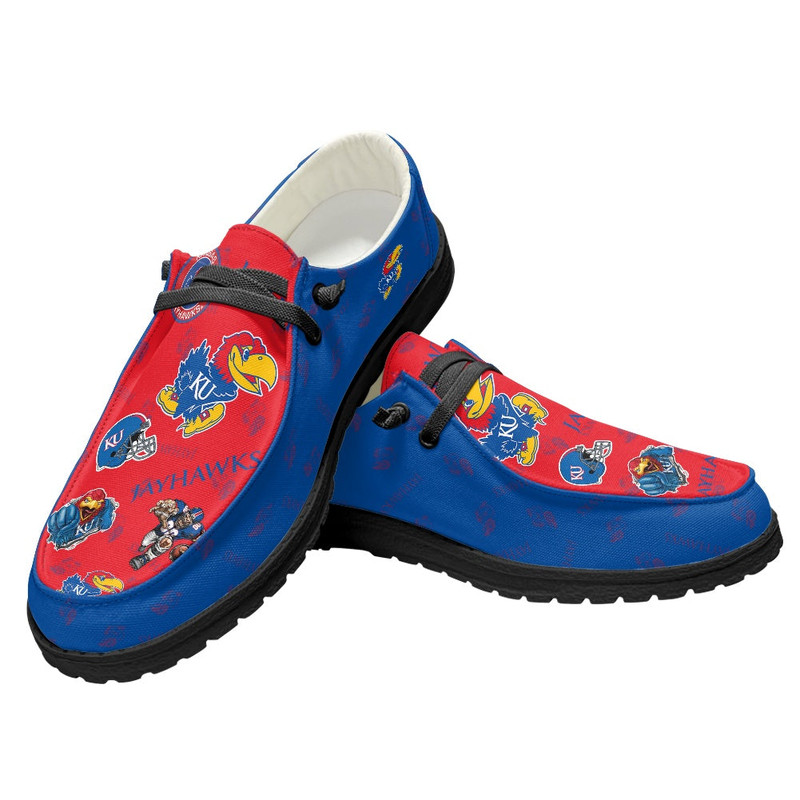 Kansas Jayhawks Loafer Shoes, Customize Your Name Kansas Jayhawks Loafer Shoes For Men Women, NCAA Loafer Shoes