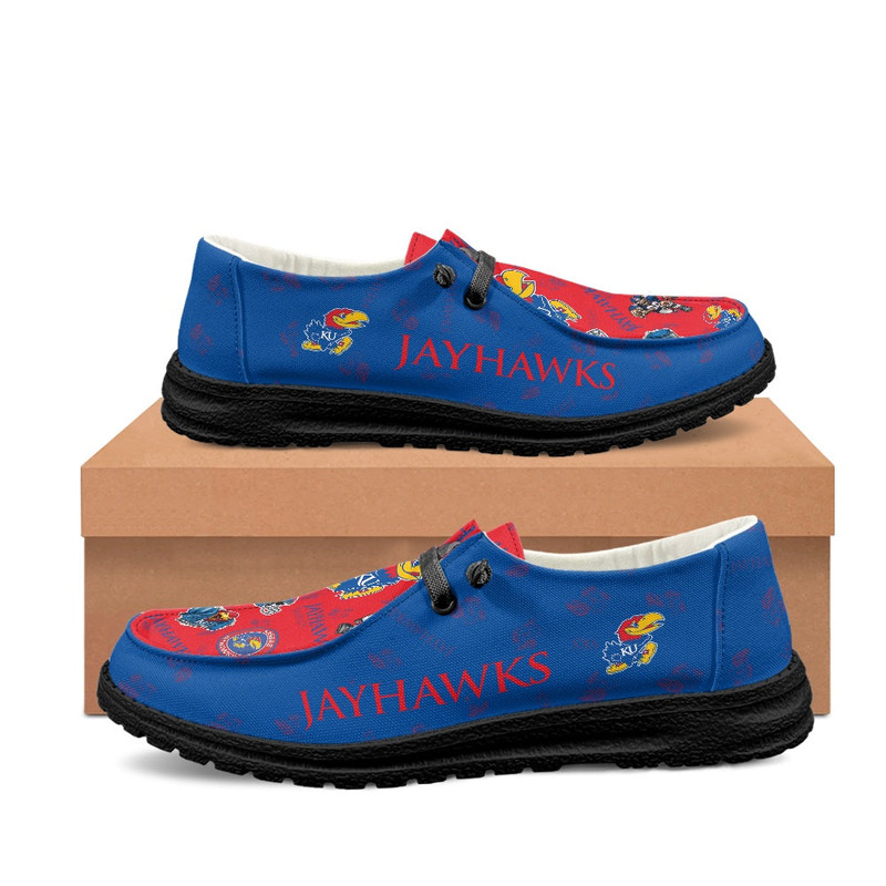 Kansas Jayhawks Shoes, Customize Your Name Kansas Jayhawks Loafer Shoes For Men Women, NCAA Loafer Shoes