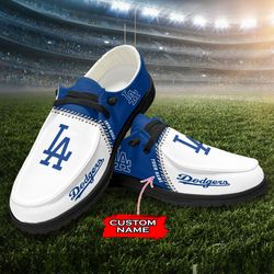 los angeles dodgers loafer shoes, customize your name los angeles dodgers loafer shoes for men women, mlb loafer shoes