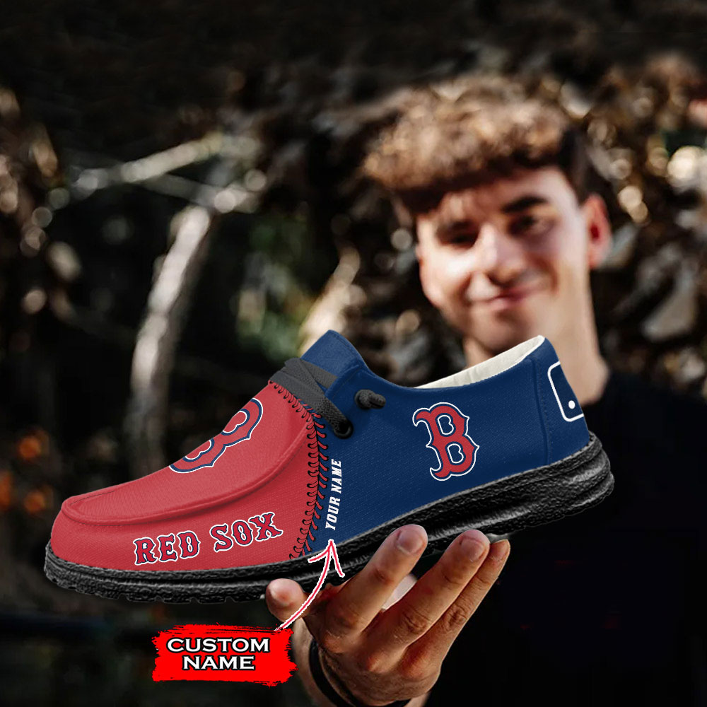 Boston Red Sox Loafer Shoes, Customize Your Name Boston Red Sox Loafer Shoes For Men Women, MLB Loafer Shoes