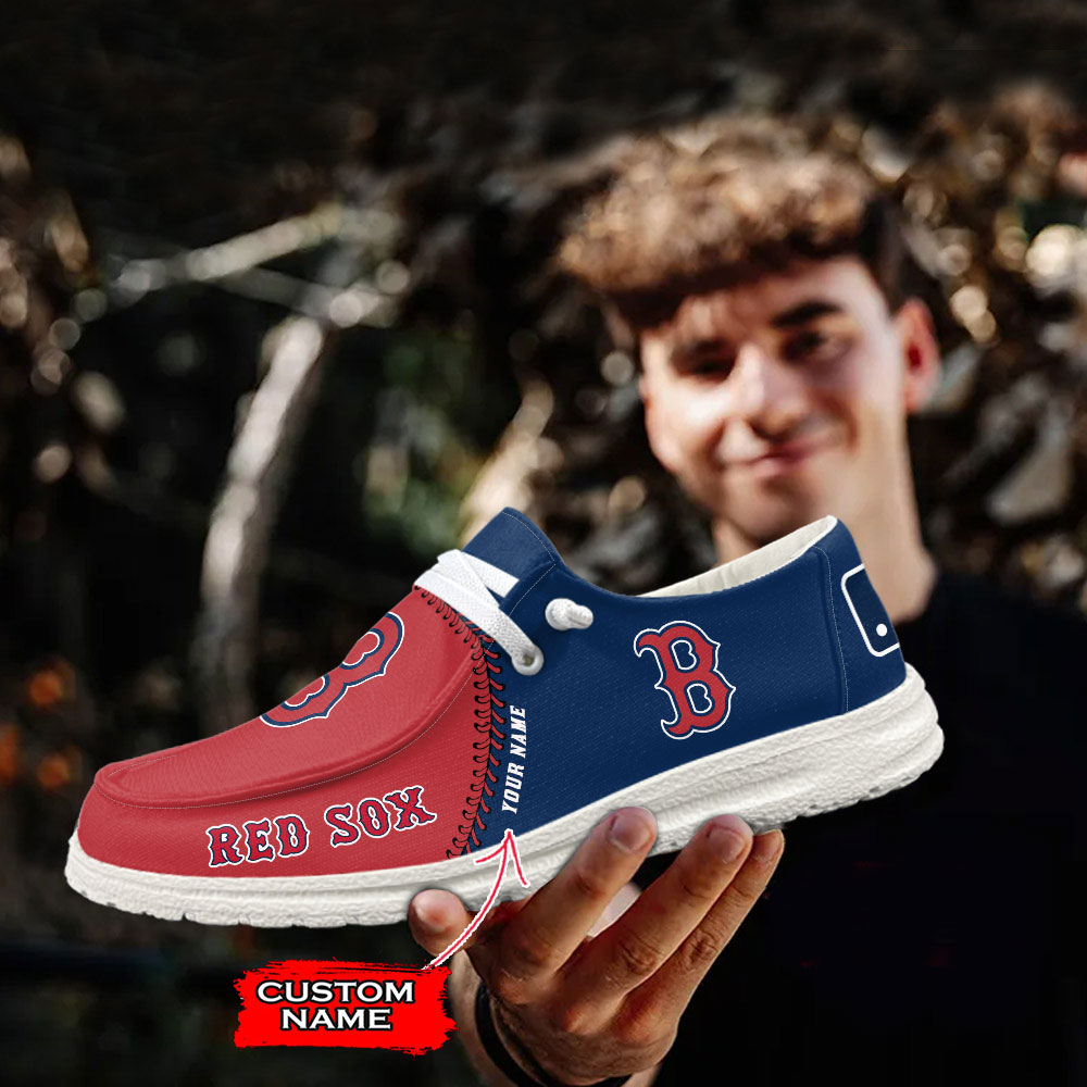 Boston Red Sox Loafer Shoes, Customize Your Name Boston Red Sox Loafer Shoes For Men Women, MLB Loafer Shoes