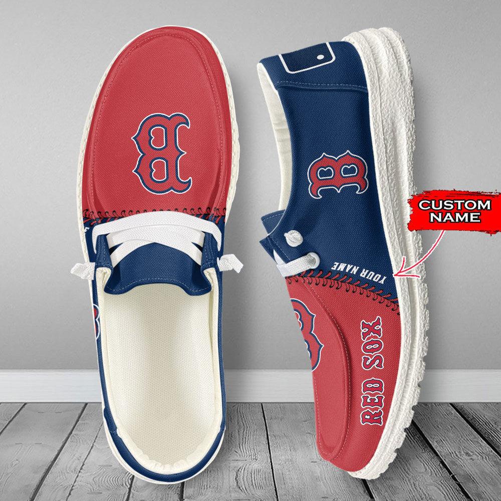 Boston Red Sox Loafer Shoes, Customize Your Name Boston Red Sox Loafer Shoes For Men Women, MLB Loafer Shoes