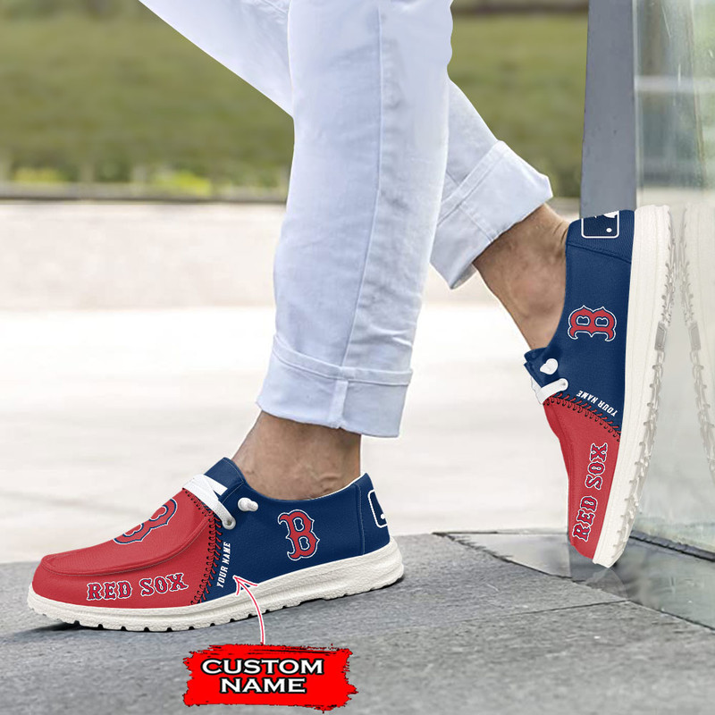 Boston Red Sox Loafer Shoes, Customize Your Name Boston Red Sox Loafer Shoes For Men Women, MLB Loafer Shoes