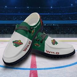 minnesota wild loafer shoes, customize your name minnesota wild loafer shoes for men women, nhl loafer shoes
