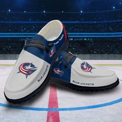 columbus blue jackets loafer shoes, customize your name columbus blue jackets nhl loafer shoes for men women