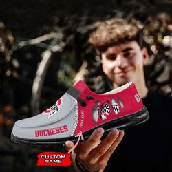 ohio state buckeyes loafer shoes, customize your name ohio state buckeyes loafer shoes for men women, ncaa loafer shoes