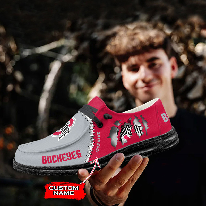 Ohio State Buckeyes Loafer Shoes, Customize Your Name Ohio State Buckeyes Loafer Shoes For Men Women, NCAA Loafer Shoes