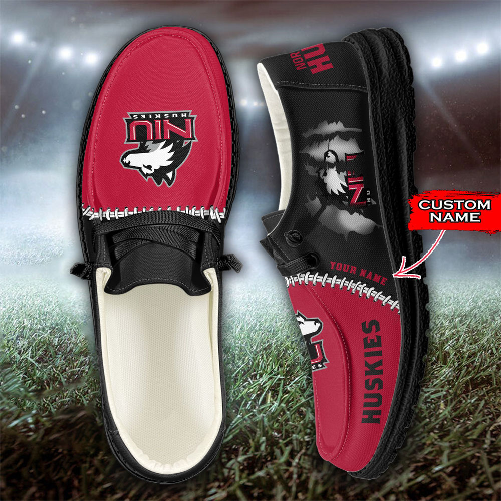 Northern Illinois Huski Loafer Shoes, Customize Your Name Northern Illinois Huskies NCAA Loafer Shoes For Men Women
