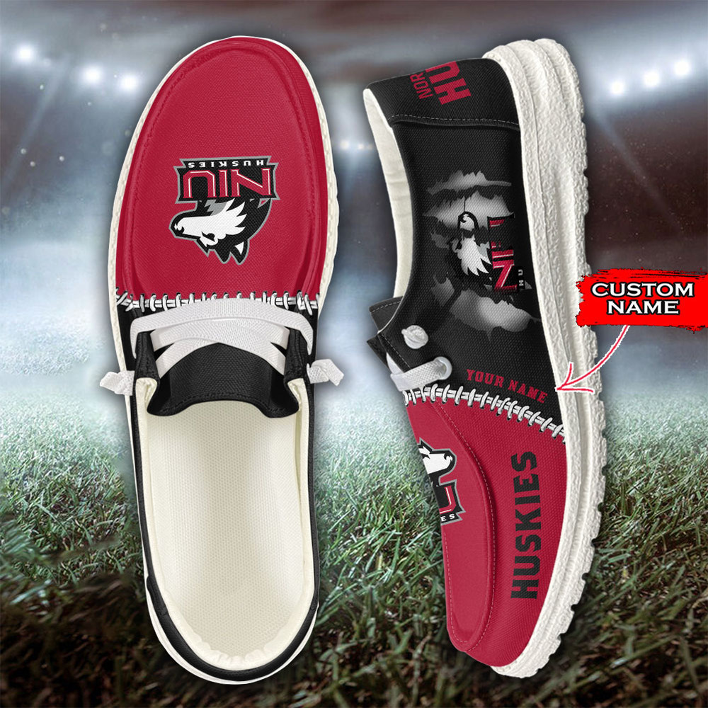 Northern Illinois Huski Loafer Shoes, Customize Your Name Northern Illinois Huskies NCAA Loafer Shoes For Men Women