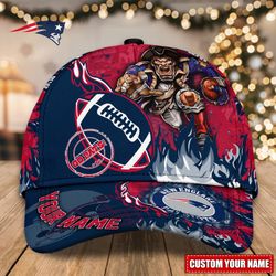 NFL New England Patriots Adjustable Hat Mascot & Flame Caps for fan, Custom Name NFL New England Patriots Caps