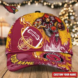 NFL Arizona Cardinals Adjustable Hat Mascot & Flame Caps for fan, Custom Name NFL Arizona Cardinals Caps