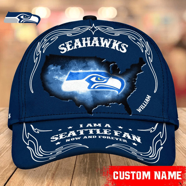 NFL Seattle Seahawks Caps for fan, Custom Name NFL Seattle Seahawks I Am A Seattle fan Caps
