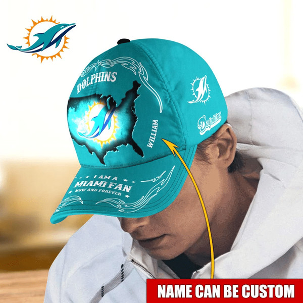 NFL Miami Dolphins Caps for fan, Custom Name NFL Miami Dolphins I Am A Miami fan Caps