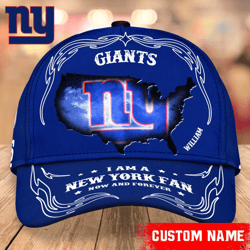 NFL New York Giants Caps for fan, Custom Name NFL New York Giants I Am A New York fan Caps
