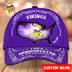 NFL Minnesota Vikings Caps for fan, Custom Name NFL Minnesota Vikings I Am A Minnesota fan Caps