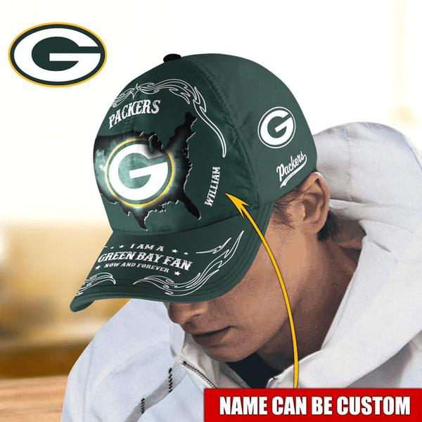 NFL Green Bay Packers Caps for fan, Custom Name NFL Green Bay Packers I Am A Green Bay fan Caps
