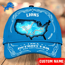 NFL Detroit Lions Caps for fan, Custom Name NFL Detroit Lions I Am A Detroit fan Caps