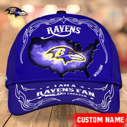 NFL Baltimore Ravens Caps for fan, Custom Name NFL Baltimore Ravens I Am A Baltimore fan Caps