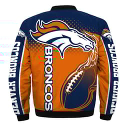 denver broncos helmet bomber jackets custom name, denver broncos nfl bomber jackets, nfl bomber jackets