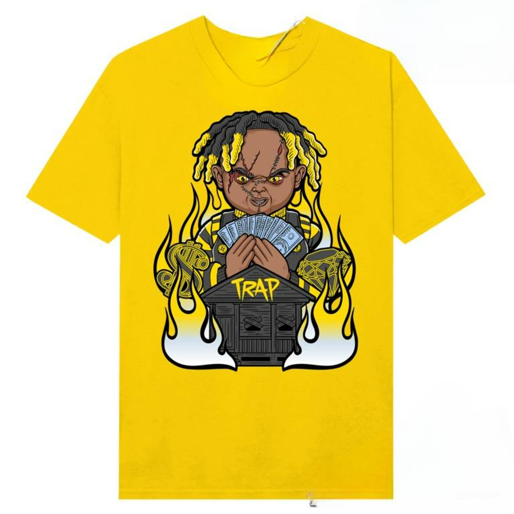 Jordan 4 Lightning shirts Sneaker Match Yellow Trap Chucky, Graphic Sneakers Tee, Jordan Shirt, Chucky Shirt, Basketball