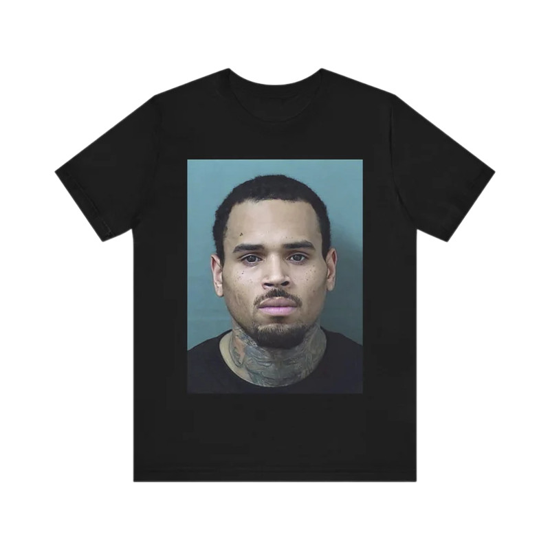 Chris Brown Mugshot Tee, Short Sleeve Shirt, Unique Gift for Him, Funny Shirt, Hip Hop Tee, 11 11 Tour 2024 Chris Brown