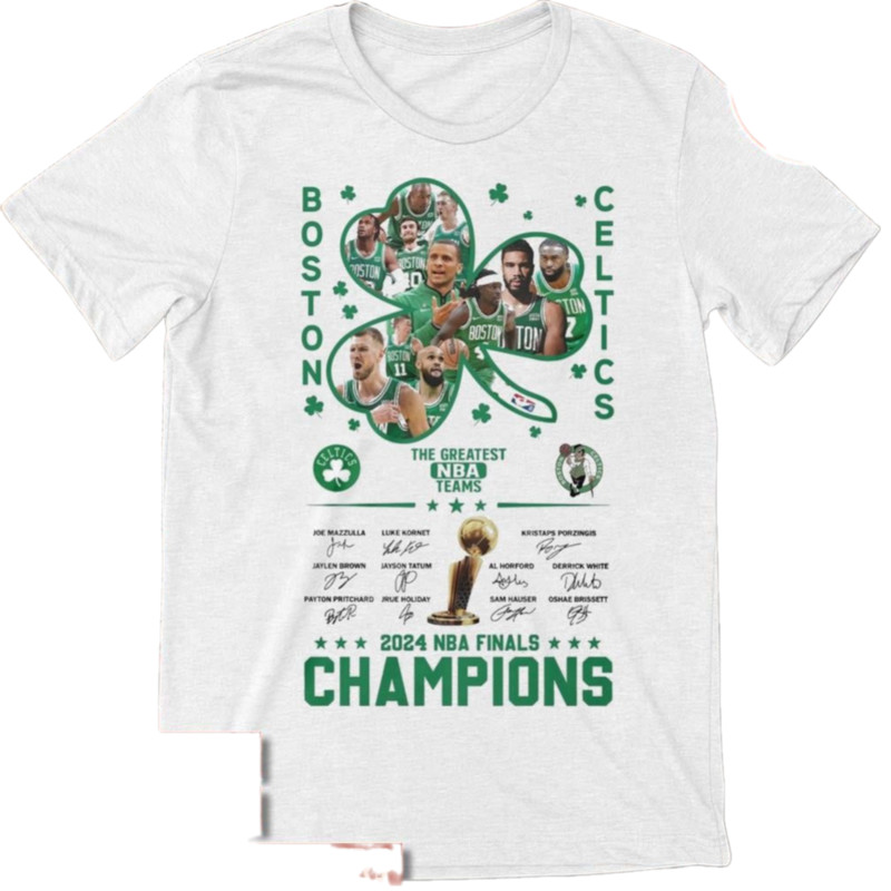 The Greatest NBA Teams Boston Celtics 2024 NBA Finals Champions signatures players shirt,Celtics Champs Basketball Merch