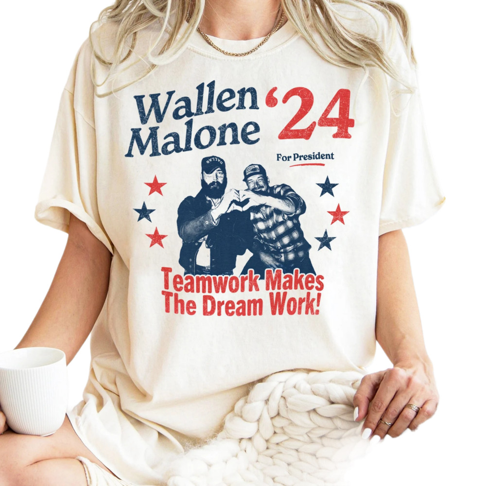 Wallen Malone 2024 For President,Funny '24 Election Graphic Tee,Vintage Inspired Humor Concert Music Shirt,Had Some Help