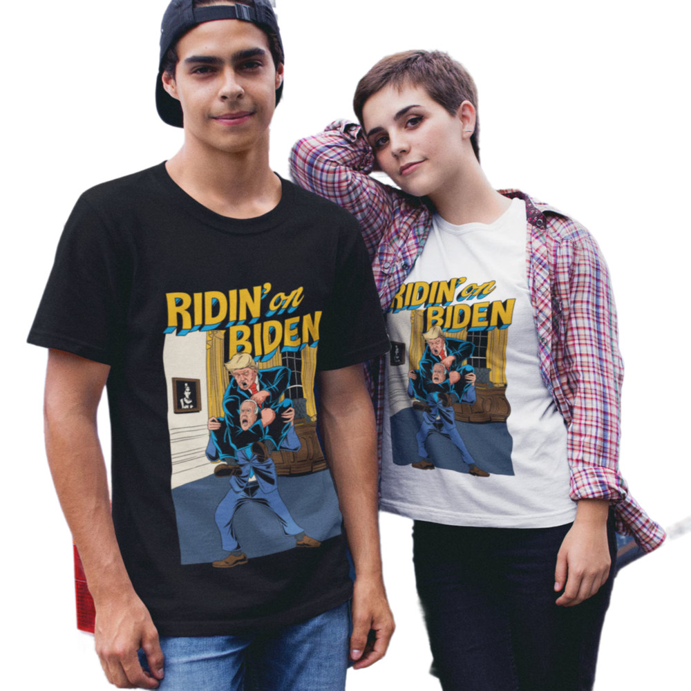 Ridin on Biden T-Shirt, Donald Trump Joe Biden Funny Viral Political Shirt, Donald Trump President Vote USA Shot Shirt