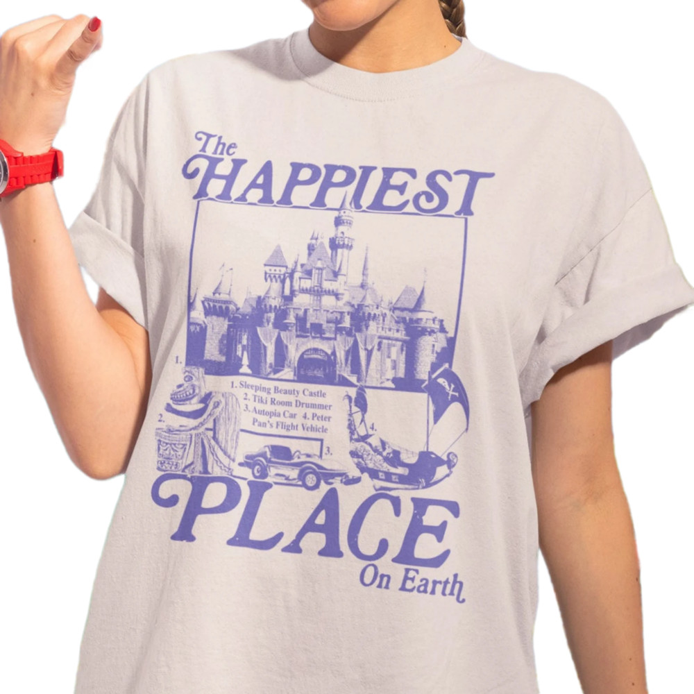 Happiest Place on Earth Vintage T-Shirt, Disneyland Trip Shirt, Family Trip Shirt, Vacation 2024 Matching Gift Shirt