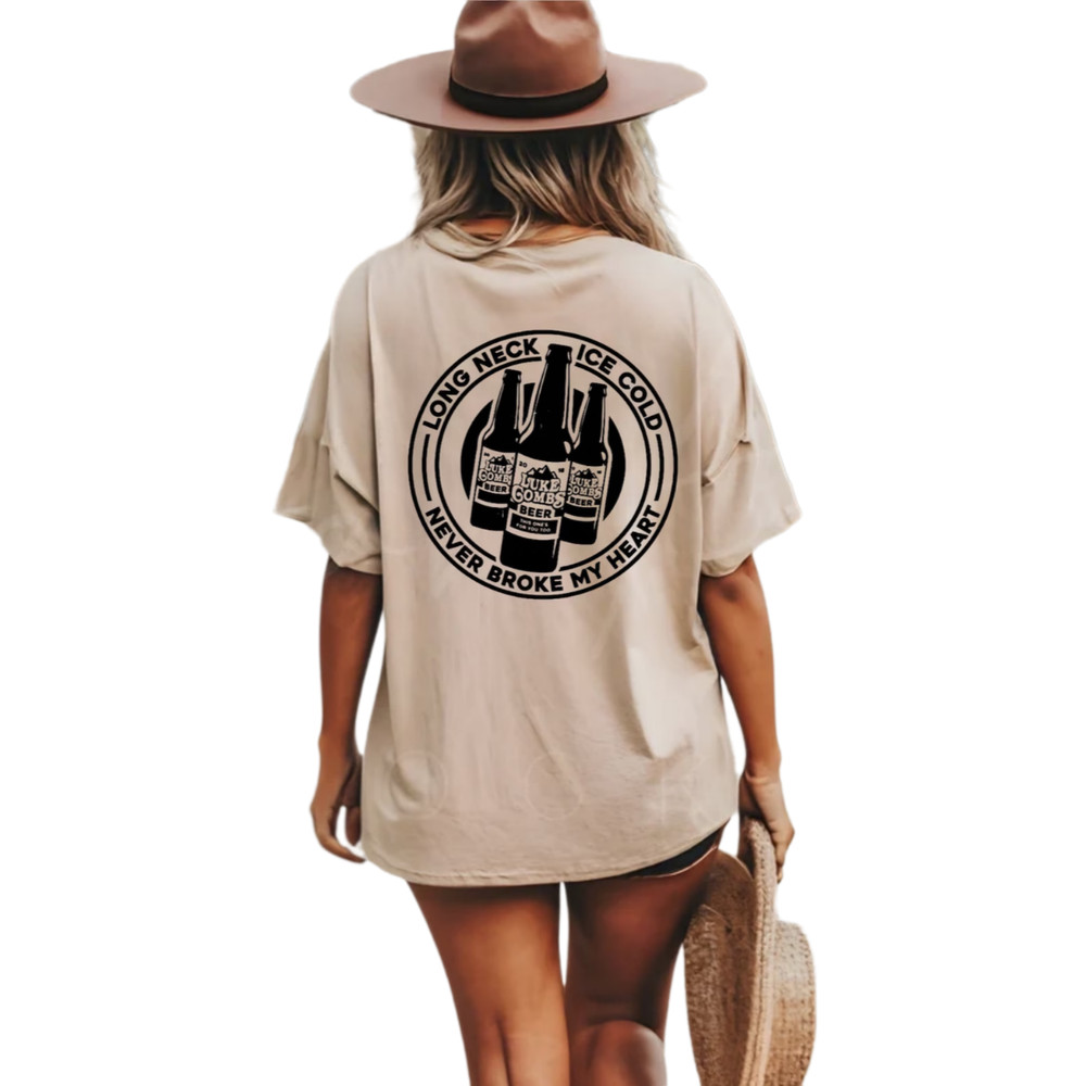Luke Combs Shirt, Fathers and Sons, Longneck Ice Cold Beer Never Broke My Heart Shirt, Luke Combs Tour 2024 Merch Gift