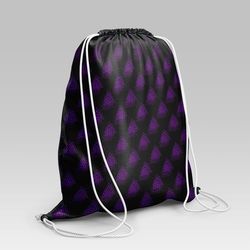 viking style drawstring bag, viking style gym sack, viking art valknut pattern purple gym sack drawstring bag