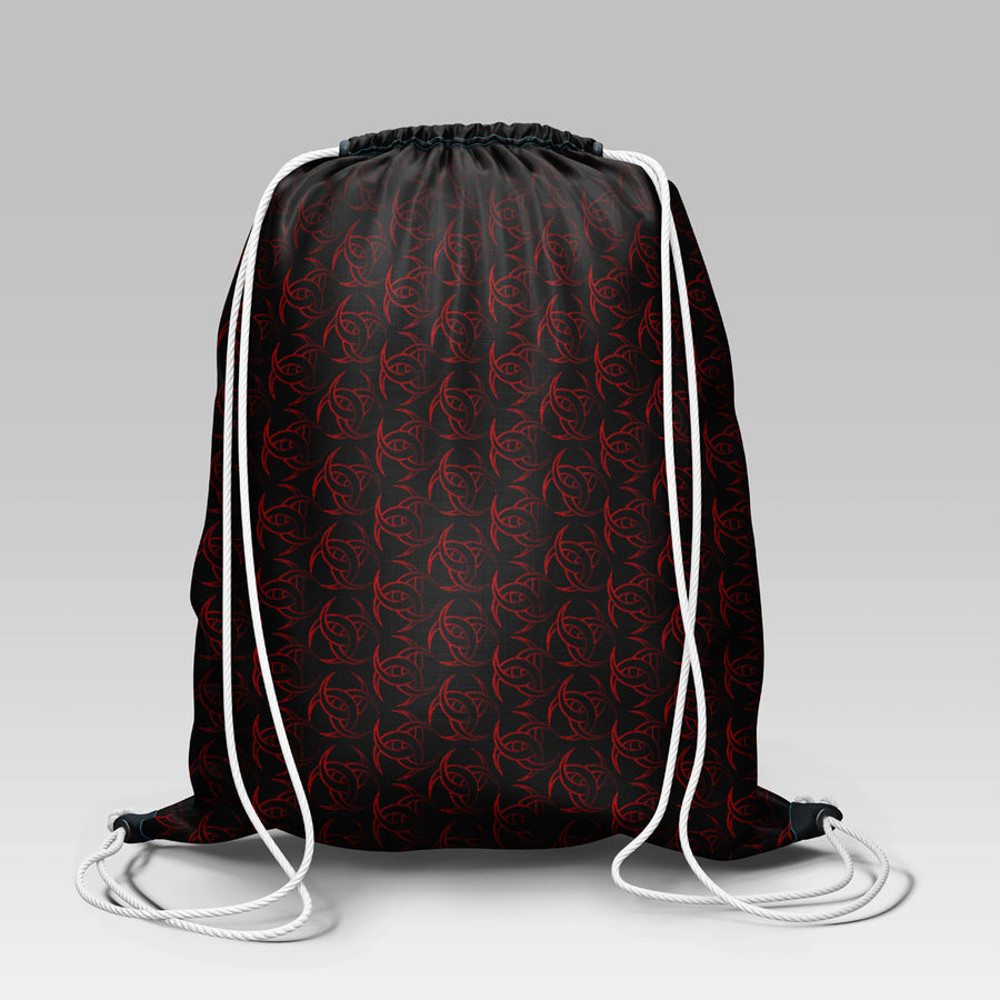 Viking Style Drawstring bag, Viking Style Gym Sack, Viking Art Triskele Horn of Odin Red Gym Sack Drawstring bag
