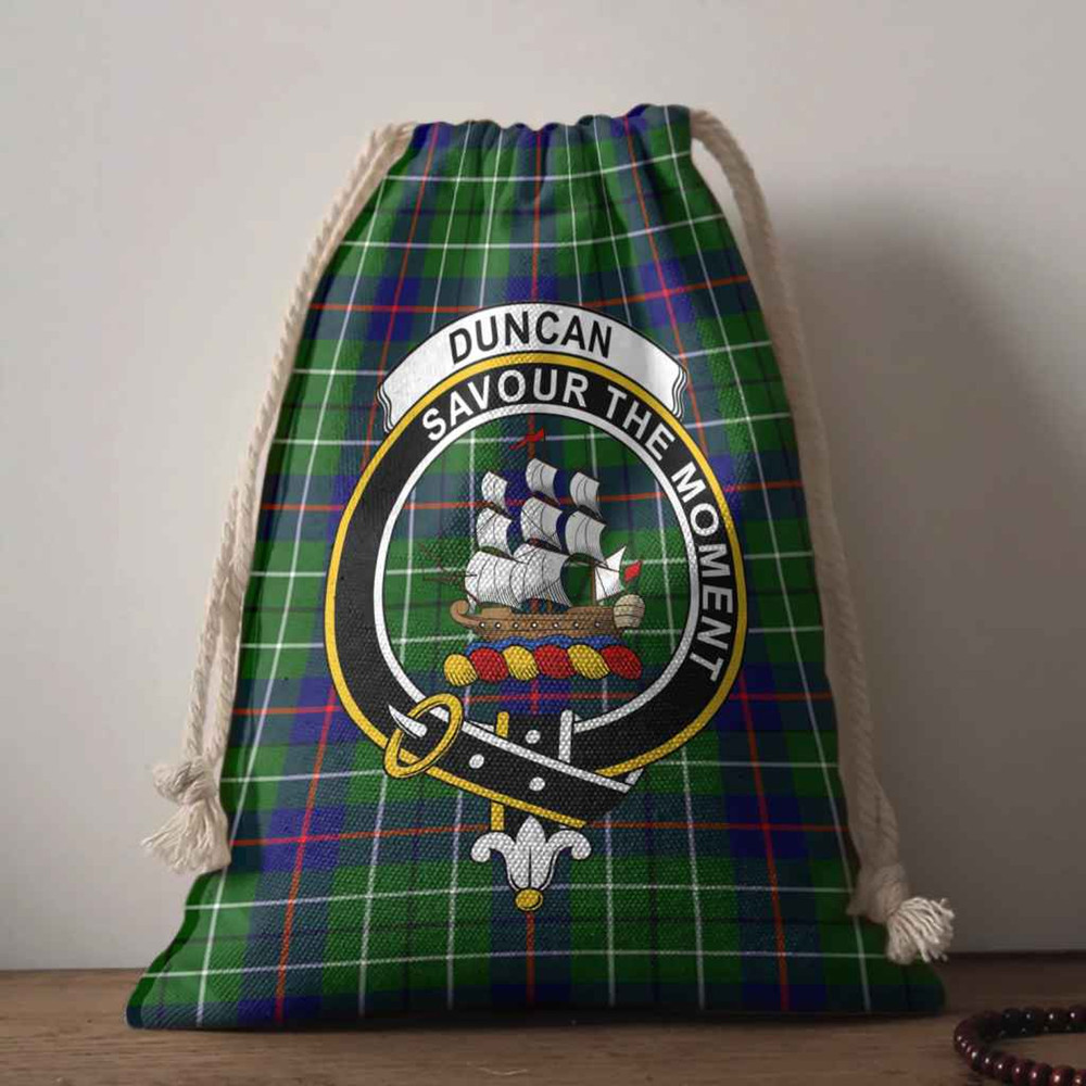Tartan Style Drawstring bag, Tartan Style Gym Sack, Scottish Duncan Clan Crest Tartan Gym Sack Drawstring bag