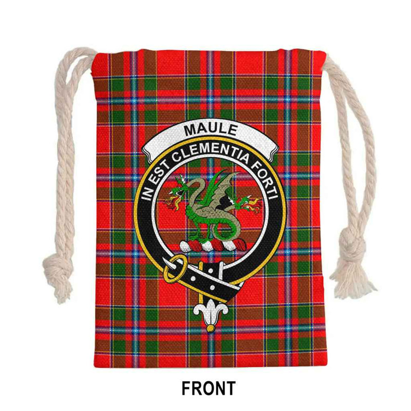 Tartan Style Drawstring bag, Tartan Style Gym Sack, Scottish Maule Clan Crest Tartan Gym Sack Drawstring bag