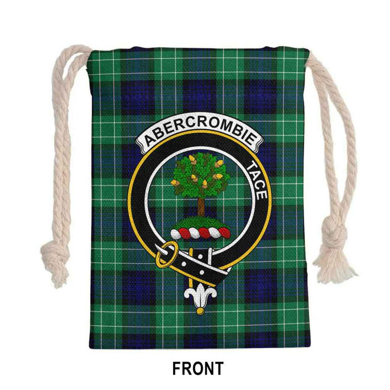 Tartan Style Drawstring bag, Tartan Style Gym Sack, Scottish Abercrombie Clan Crest Tartan Gym Sack Drawstring bag