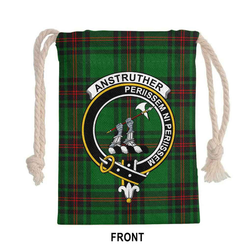 Tartan Style Drawstring bag, Tartan Style Gym Sack, Scottish Anstruther Clan Crest Tartan Gym Sack Drawstring bag