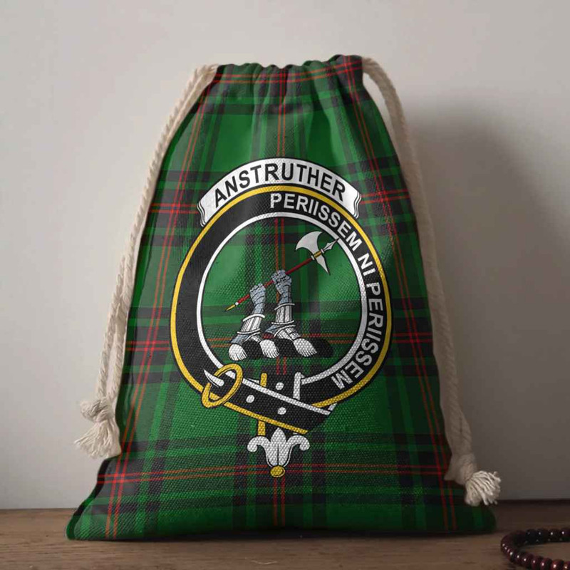 Tartan Style Drawstring bag, Tartan Style Gym Sack, Scottish Anstruther Clan Crest Tartan Gym Sack Drawstring bag