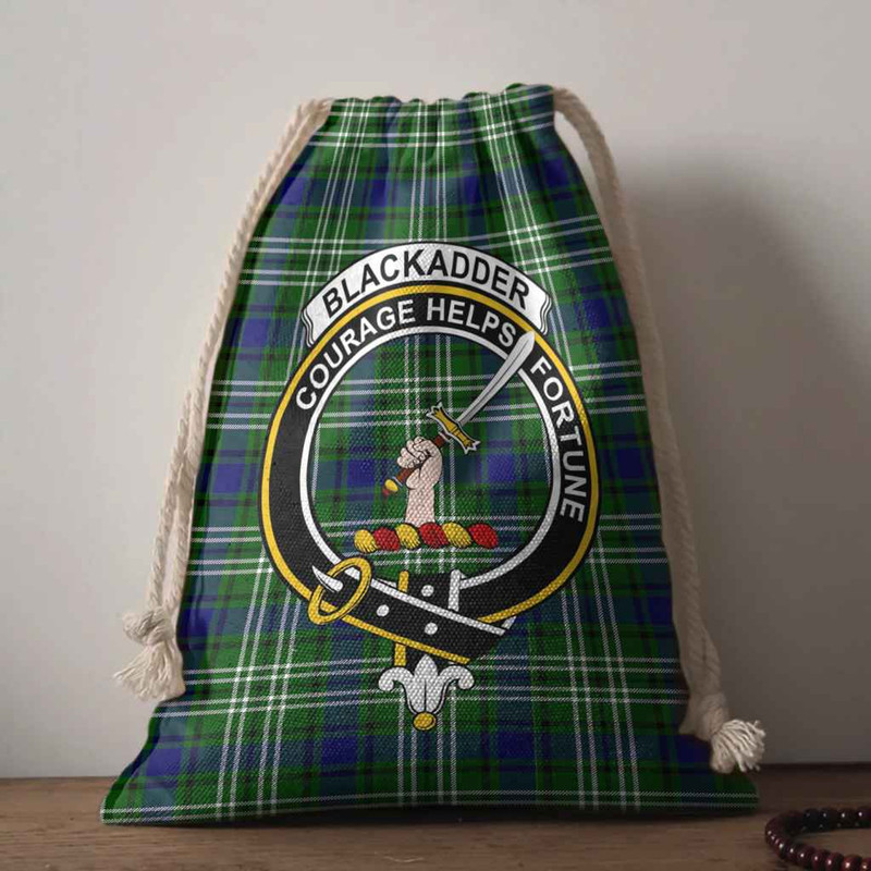 Tartan Style Drawstring bag, Tartan Style Gym Sack, Scottish Blackadder Clan Crest Tartan Gym Sack Drawstring bag