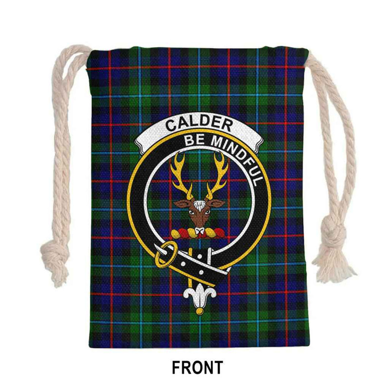 Tartan Style Drawstring bag, Tartan Style Gym Sack, Scottish Calder Clan Crest Tartan Gym Sack Drawstring bag