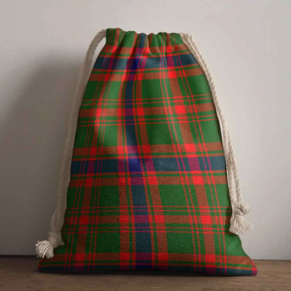 Tartan Style Drawstring bag, Tartan Style Gym Sack, Scottish Kinninmont Clan Crest Tartan Gym Sack Drawstring bag