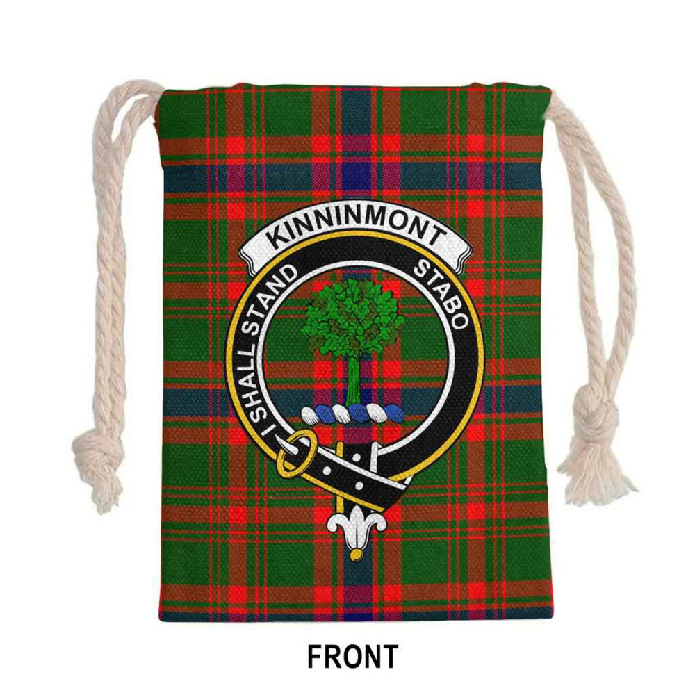 Tartan Style Drawstring bag, Tartan Style Gym Sack, Scottish Kinninmont Clan Crest Tartan Gym Sack Drawstring bag