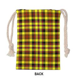 tartan style drawstring bag, tartan style gym sack, scottish jardine clan crest tartan gym sack drawstring bag