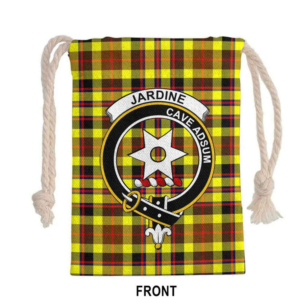 Tartan Style Drawstring bag, Tartan Style Gym Sack, Scottish Jardine Clan Crest Tartan Gym Sack Drawstring bag