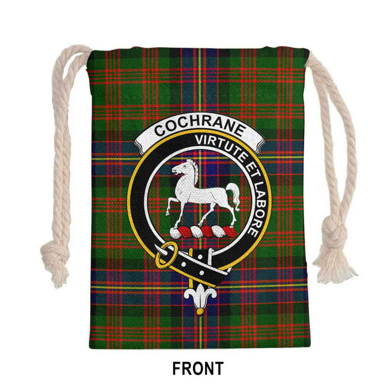 Tartan Style Drawstring bag, Tartan Style Gym Sack, Scottish Cochrane Clan Crest Tartan Gym Sack Drawstring bag